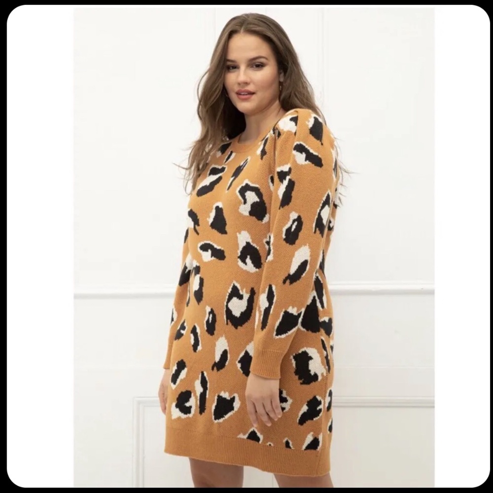 ELOQUII Elements Animal Print Sweater Dress 22/24